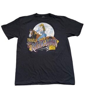 Vintage Trails Of The Rising Moon T Shirt Women Horseback Black 89